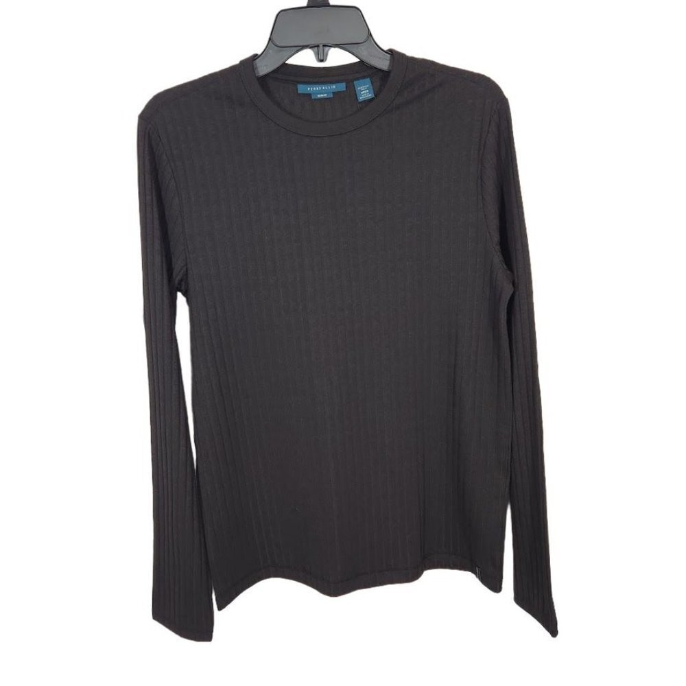 NWT Perry Ellis Vertical Stripe Sweater in Black Size Small‎